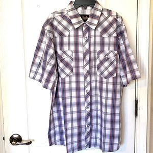 Guide Gear Men's Western Shirt Short Sleeve Rodeo Farm Plaid Shirt
